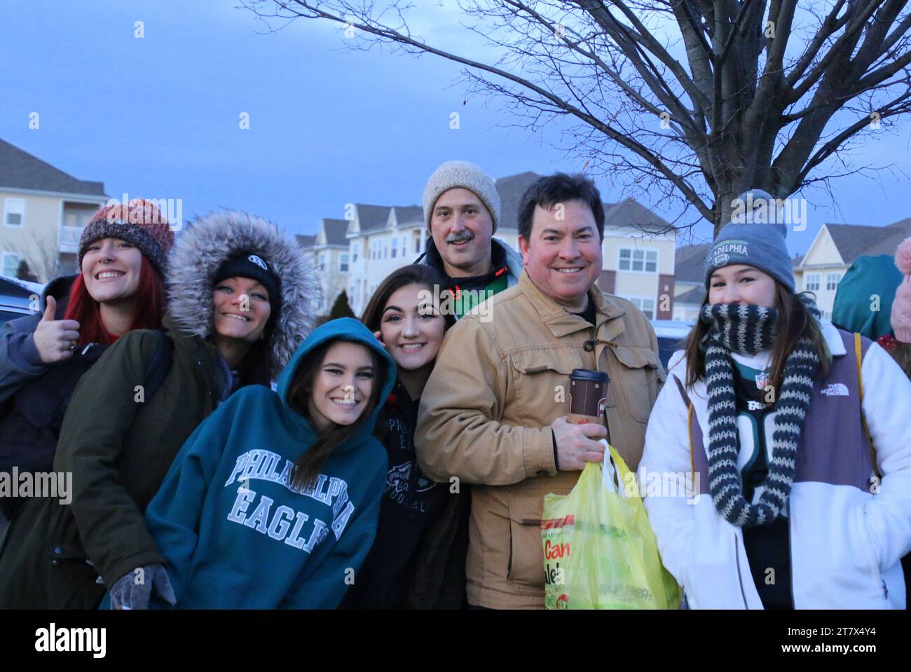 The Eagles football fans are celebrating the Super Bowl Victory. Stock Photo