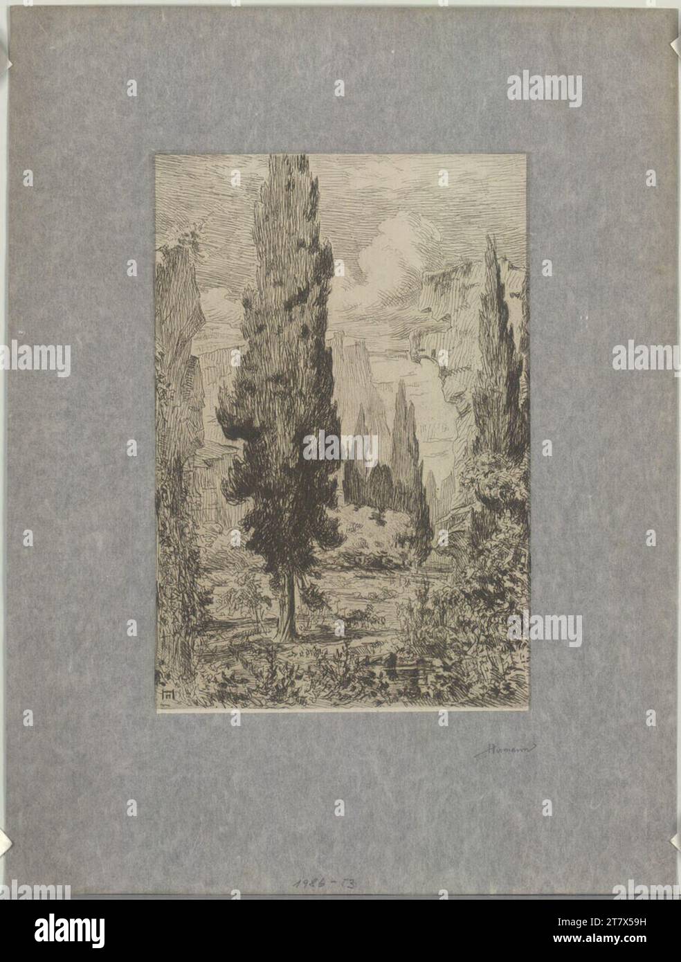 Hermann Heller Latomia d'Capuz / Syrakus. etching 1913 , 1913 Stock ...