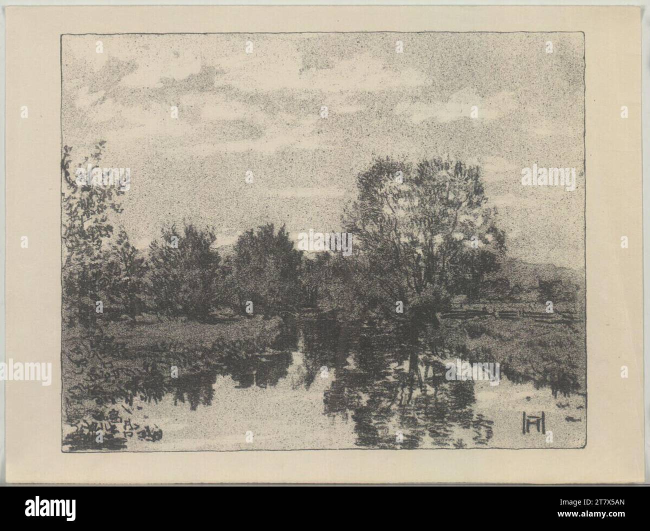 Hermann Heller Motive in the glan at plynig. Lithography before 1986 ...