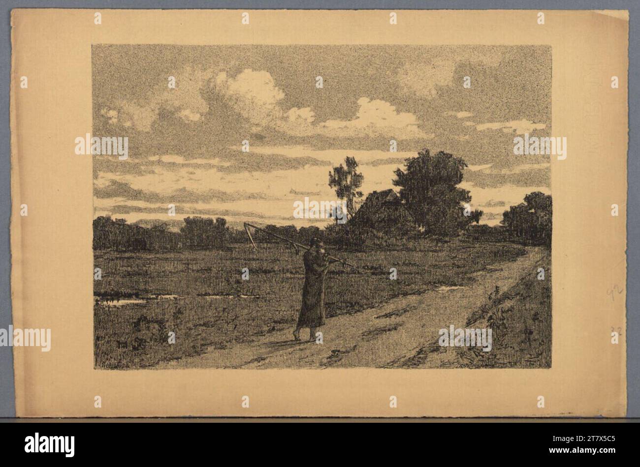 Hermann Heller Landscape with farmer. Lithography Stock Photo - Alamy