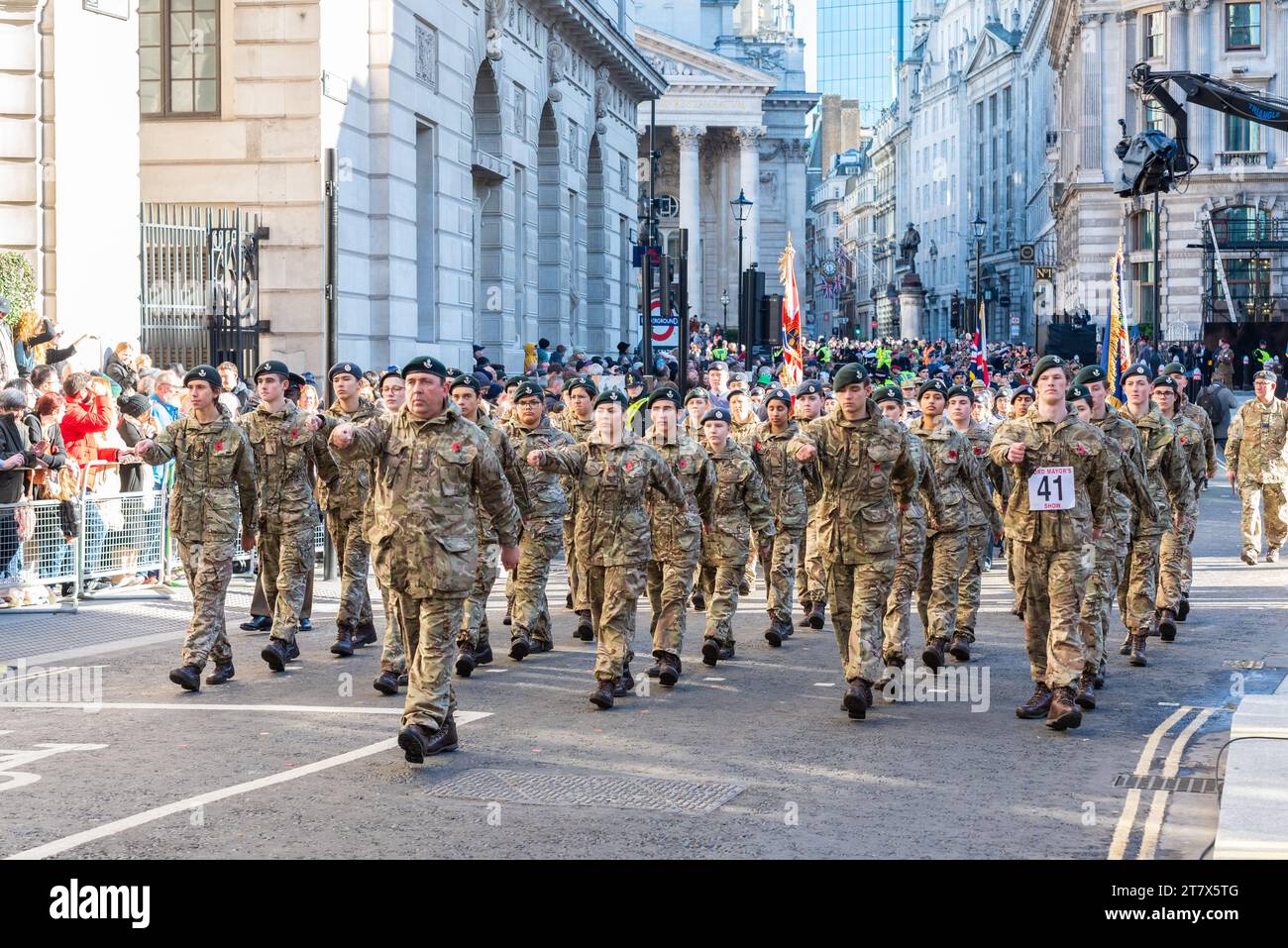 Forest School Combined Cadet Force at the Lord Mayor's Show procession 2023 in Poultry, in the City of London, UK Stock Photo