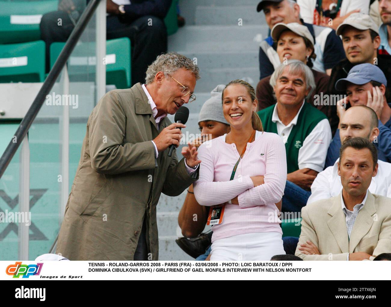 TENNIS - ROLAND-GARROS 2008 - PARIS (FRA) - 02/06/2008 - PHOTO: LOIC BARATOUX / DPPI DOMINIKA CIBULKOVA (SVK) / GIRLFRIEND OF GAEL MONFILS INTERVIEW WITH NELSON MONTFORT Stock Photo