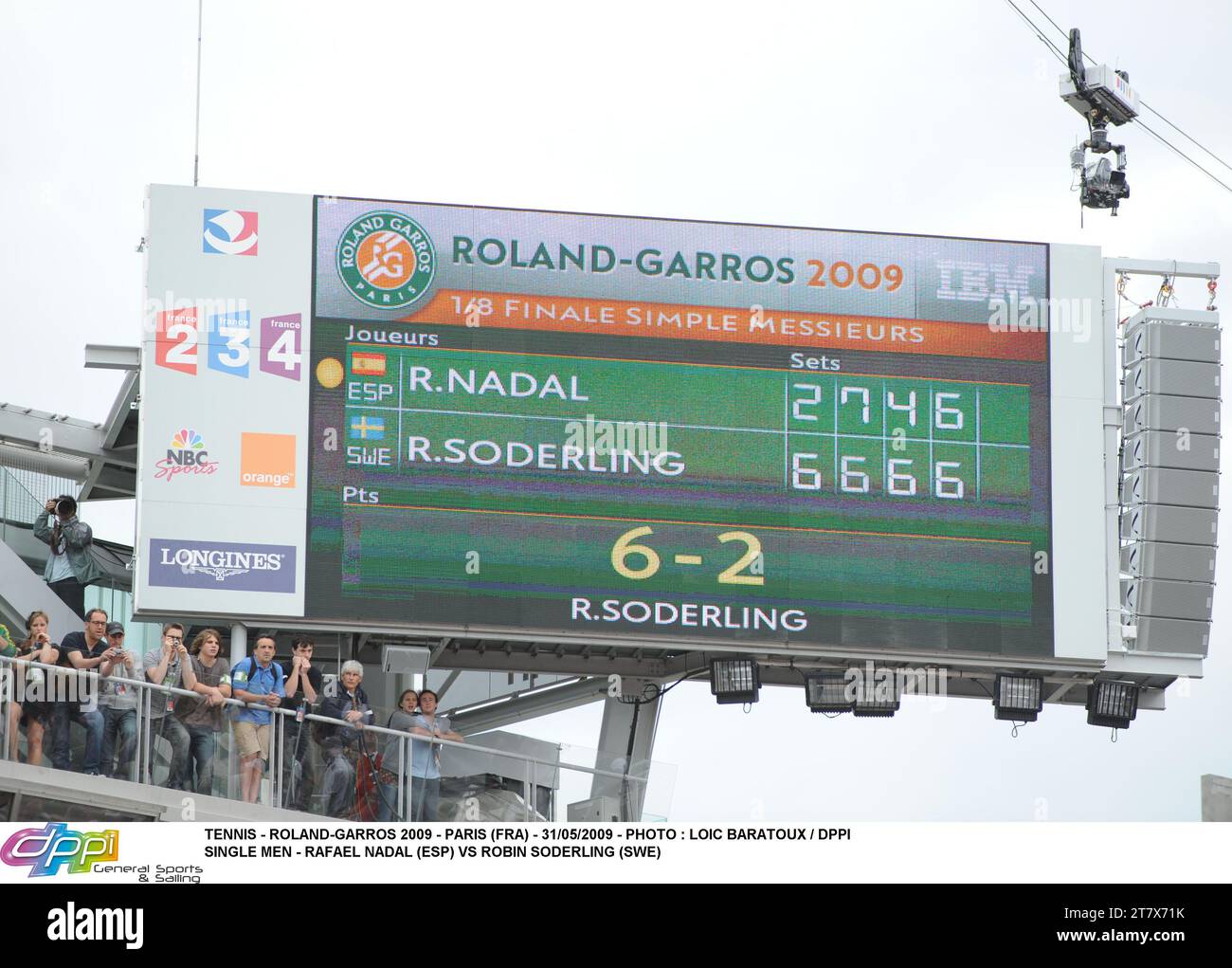 TENNIS - ROLAND-GARROS 2009 - PARIS (FRA) - 31/05/2009 - PHOTO : LOIC BARATOUX / DPPI SINGLE MEN - RAFAEL NADAL (ESP) VS ROBIN SODERLING (SWE) Stock Photo