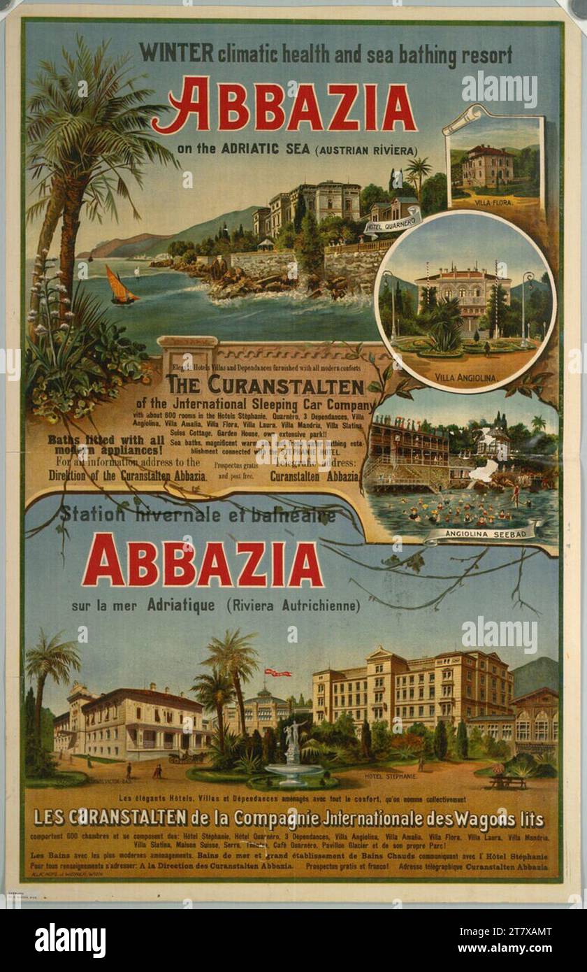 Anonym WINTER climatic health and sea bathing resort ABBAZIA. Color around 1900 Stock Photo