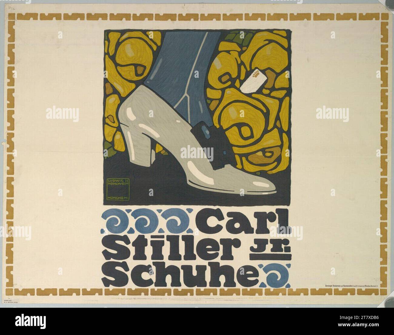 Ludwig Hohlwein Carl Stiller Jr.; Shoes. Color 1910 , 1910 Stock Photo ...