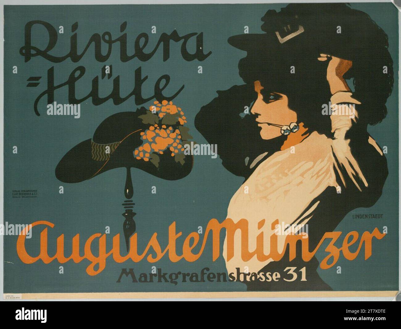 Hans Lindenstaedt RivieraHüte Auguste Münzer. Color around 1910 Stock