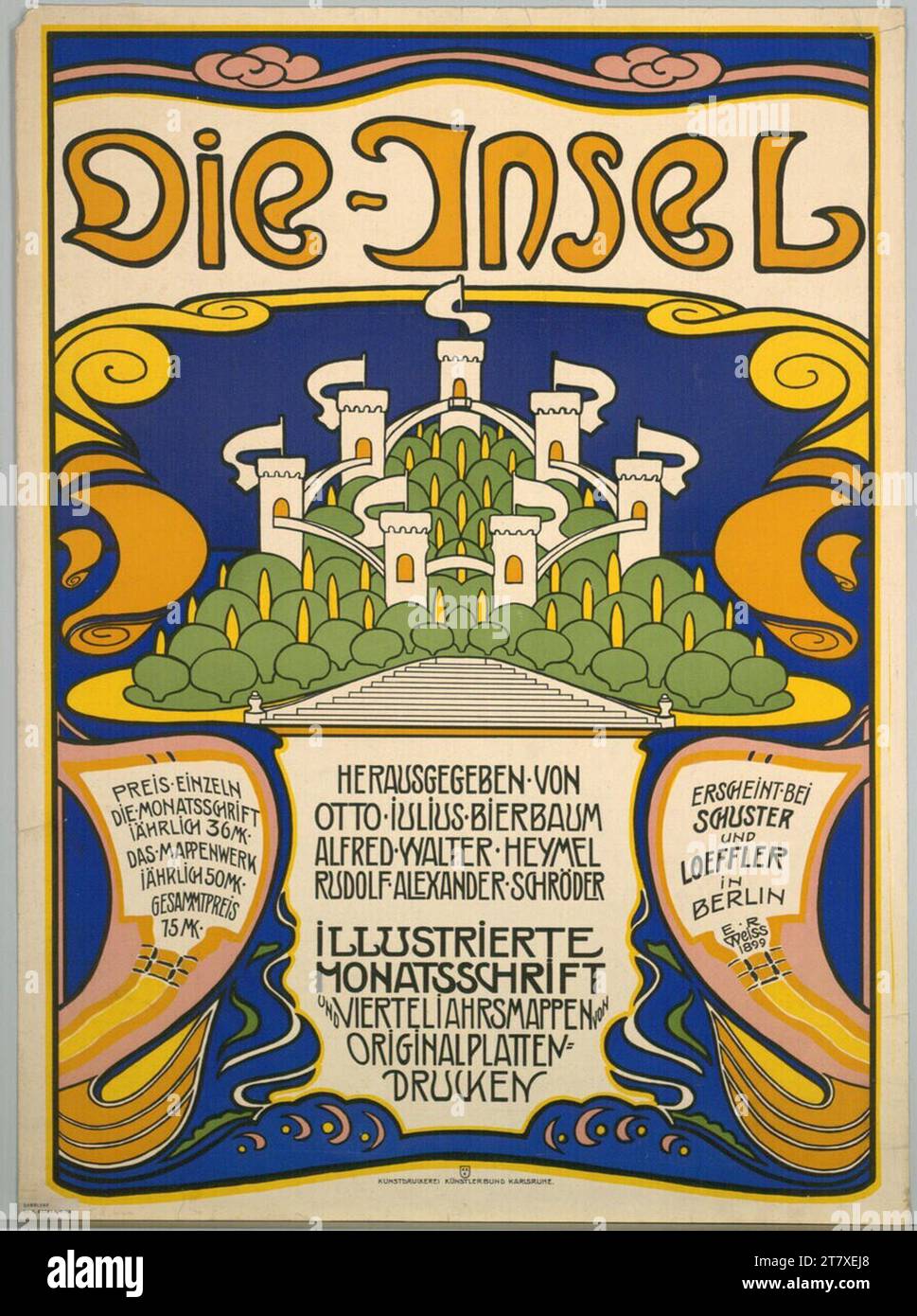 Emil Rudolf Weiß The island; Published by Otto Julius Bierbaum; Illustrated monthly; Appears at Schuster and Loeffler in Berlin. Color 1899 , 1899 Stock Photo