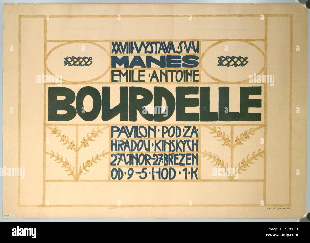 Frantisek Kysela XXVIII. Výstava s.v.u.Manes, Emile Antoine Bourdelle. Color 1909 , 1909 Stock Photo