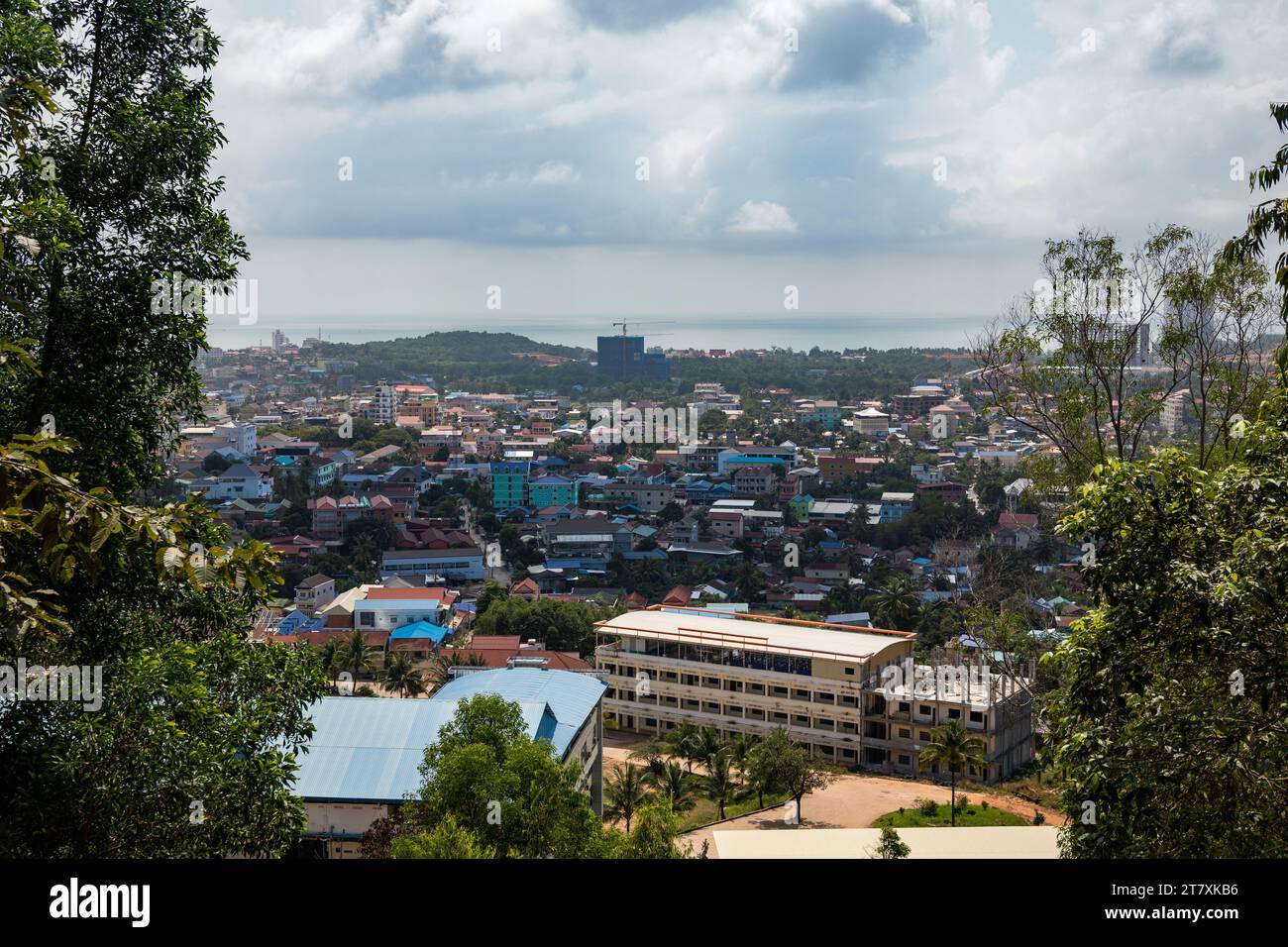 Aerial view on modern Sihanoukville city, Cambodia Stock Photo