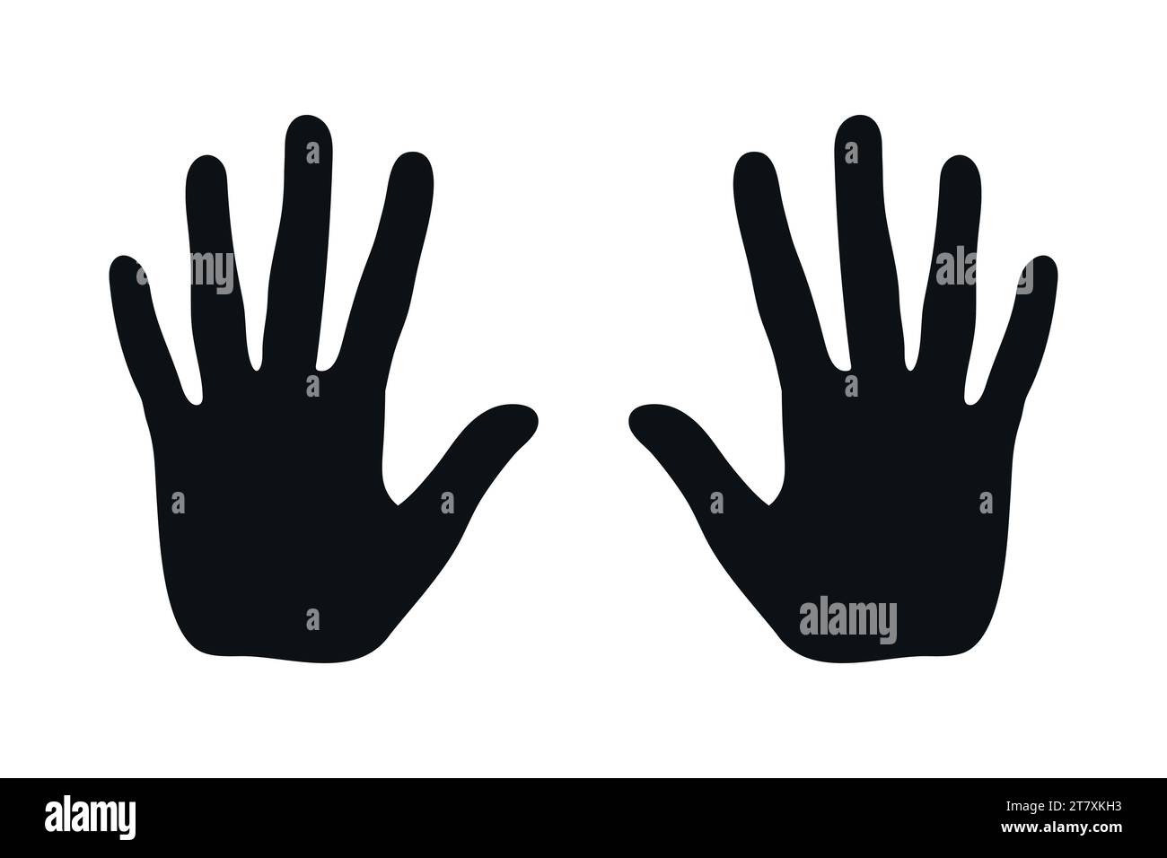 Silhouettes of two human hands. Palm of a hand. Vector illustration Stock Vector