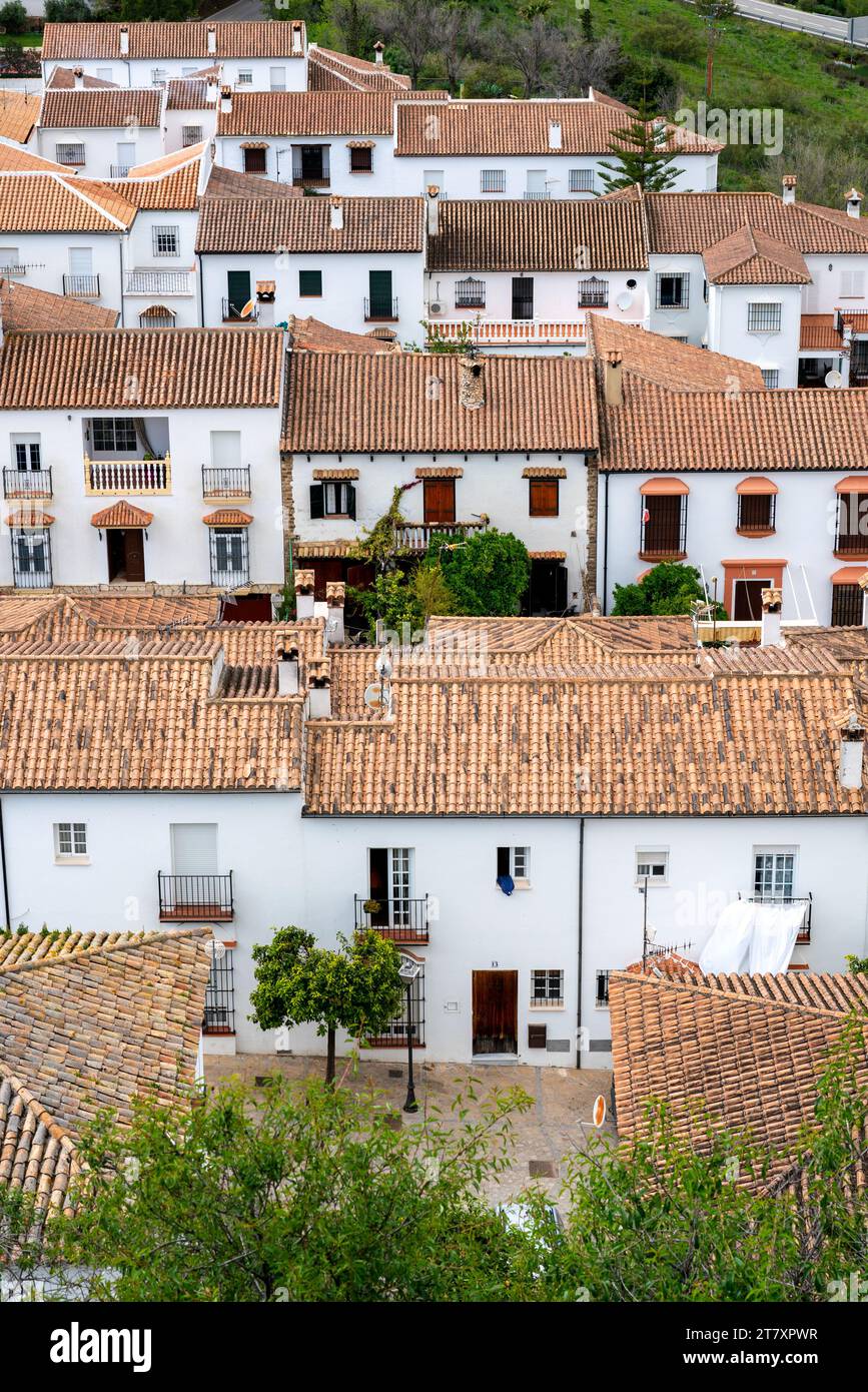 Traditional white houses of Zahara de la Sierra in Pueblos Blancos ...