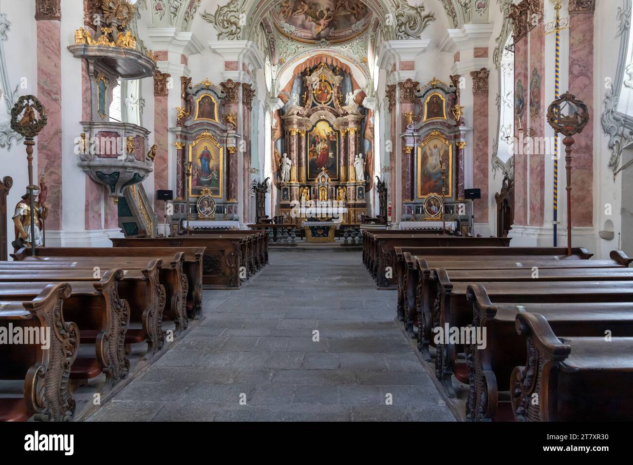 Interior, St. Michael's Church, San Candido, Alta Pusteria, Bolzano district, Sudtirol (South Tyrol), Italy, Europe Stock Photo