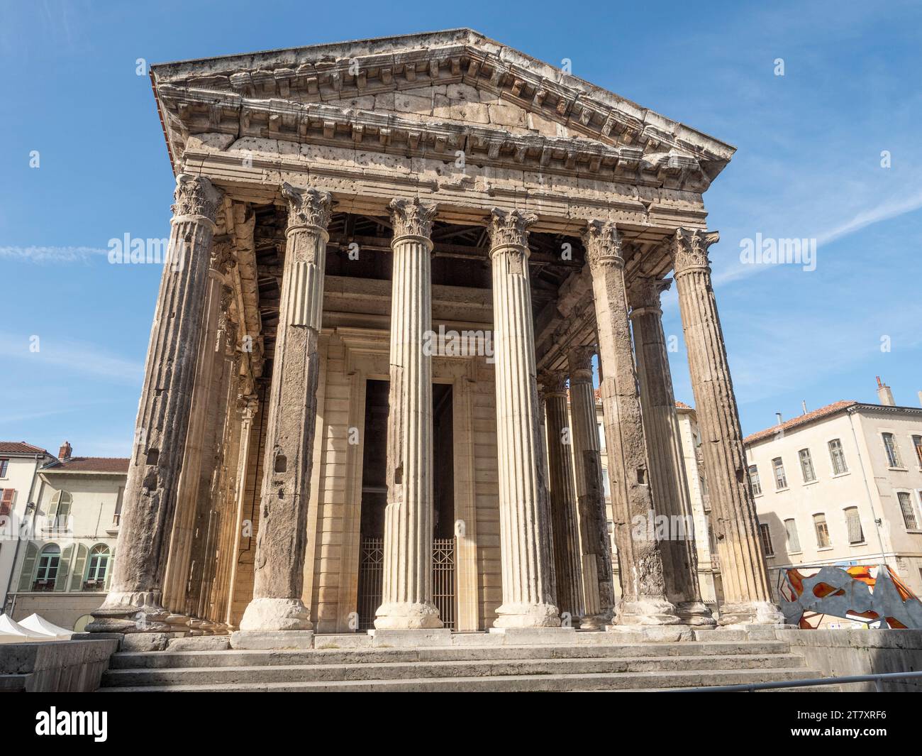 Roman Temple of Augustus and Livia, Vienne, Isere, AuvergneRhoneAlpes, France, Europe Stock