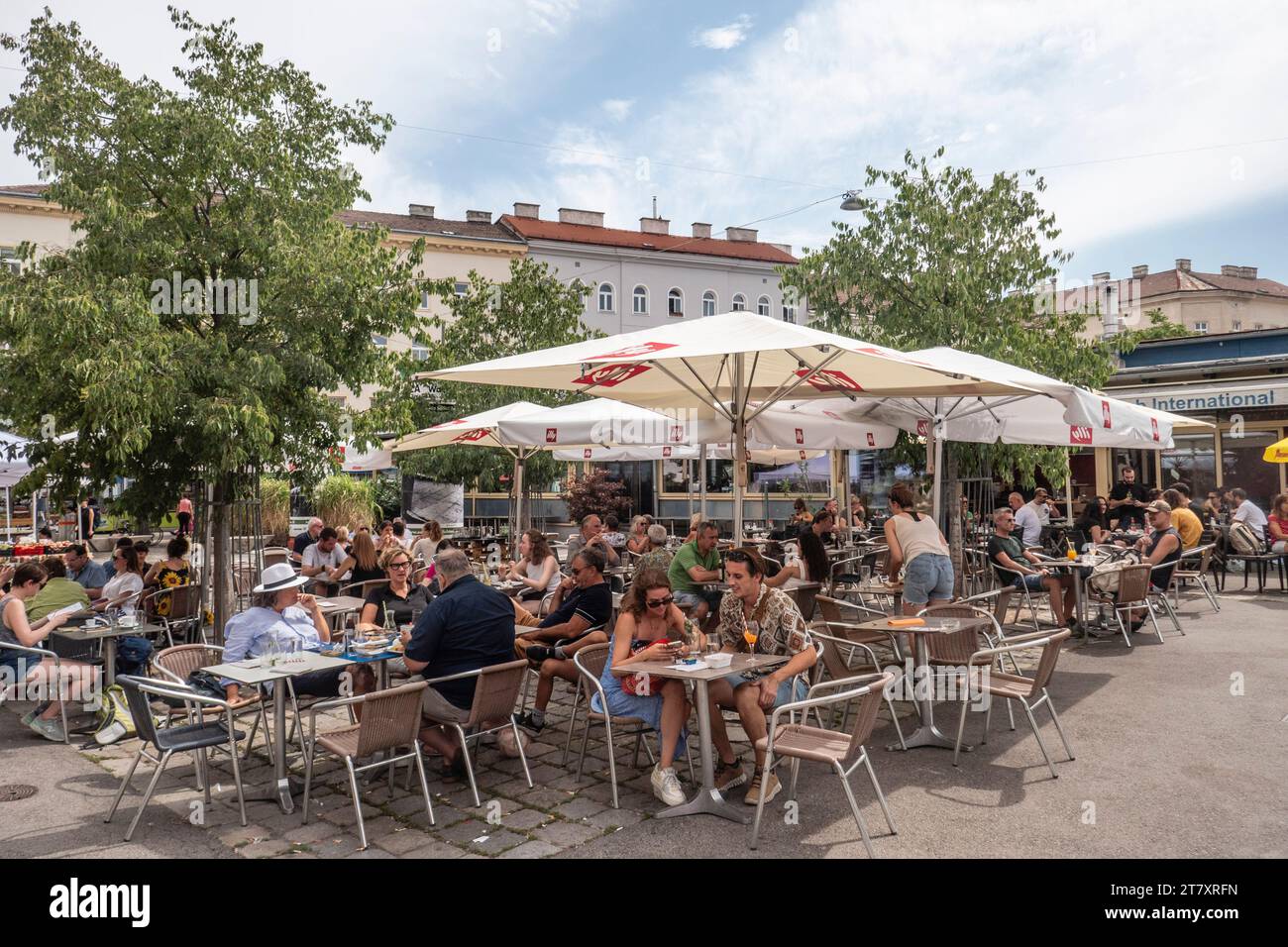 Cafes, Yppenplatz, Vienna, Austria, Europe Stock Photo