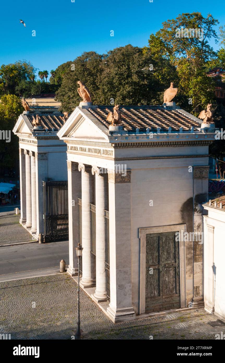 Main gate to Villa Borghese, Rome, Latium (Lazio), Italy, Europe Stock Photo