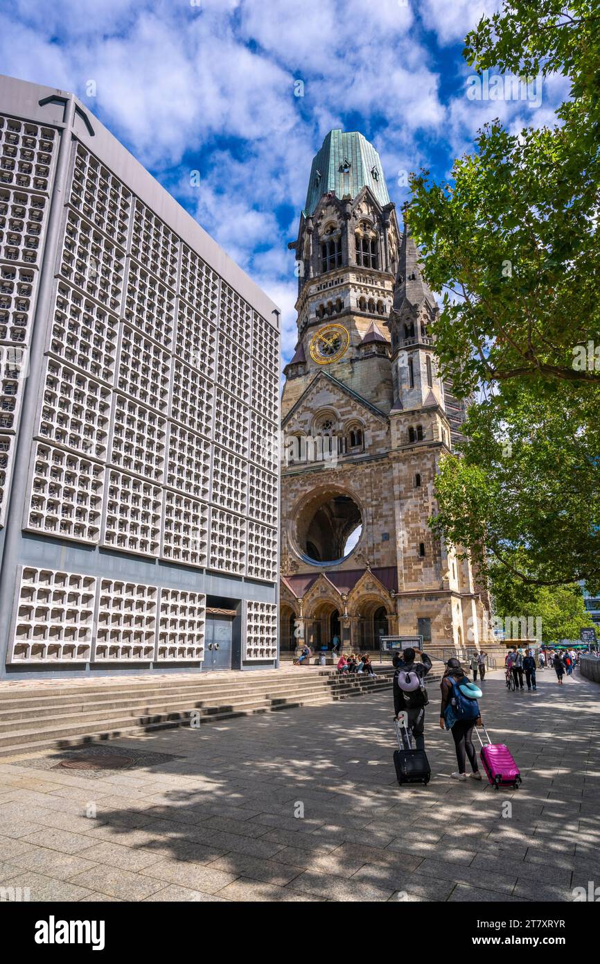 View of Kaiser Wilhelm Memorial Church, Kurfurstendamm, Charlottenburg, Berlin, Germany, Europe Stock Photo