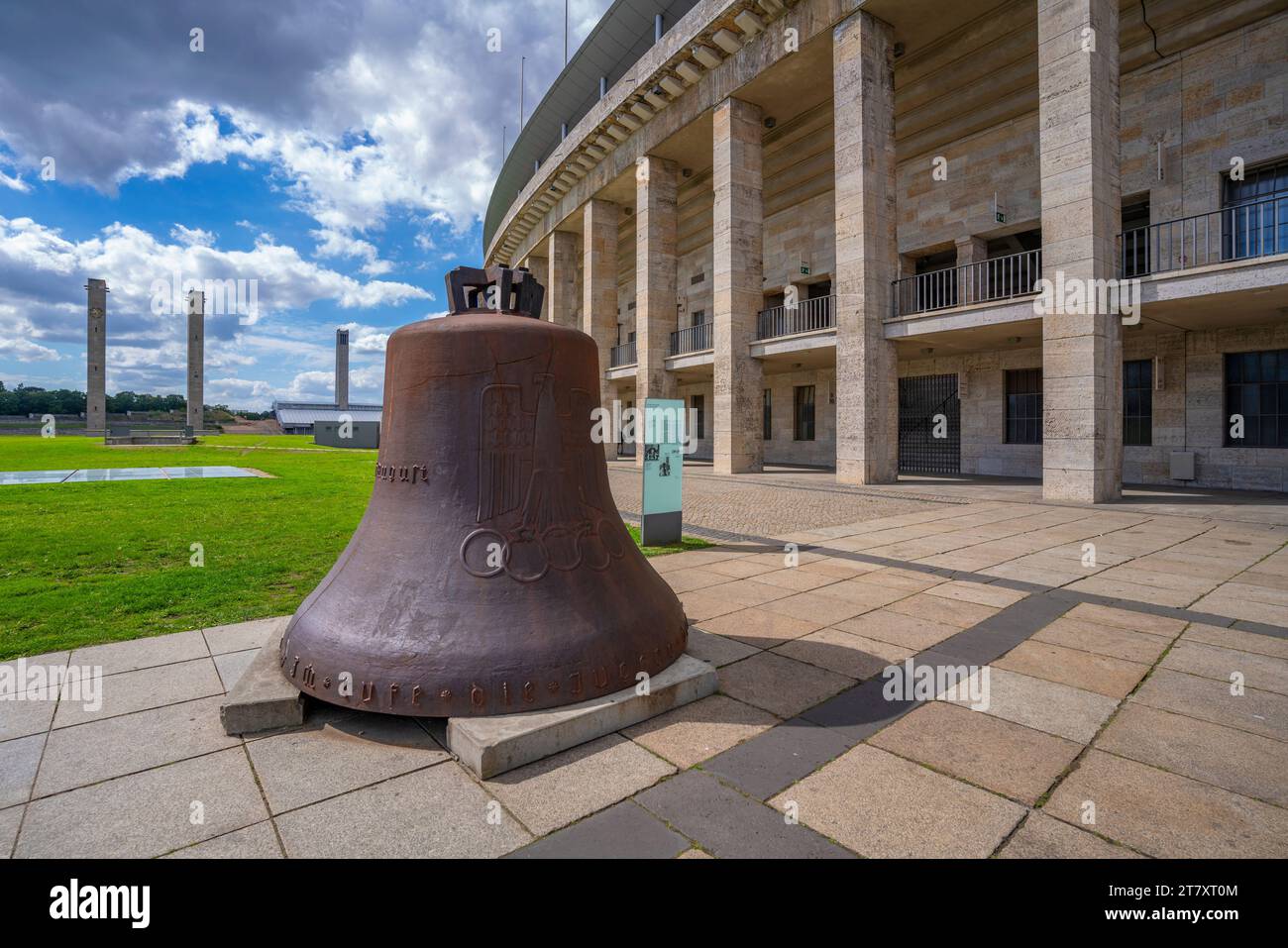 View of damaged Olympic Bell at 1936 Olympiastadion Berlin, Berlin, Germany, Europe Stock Photo