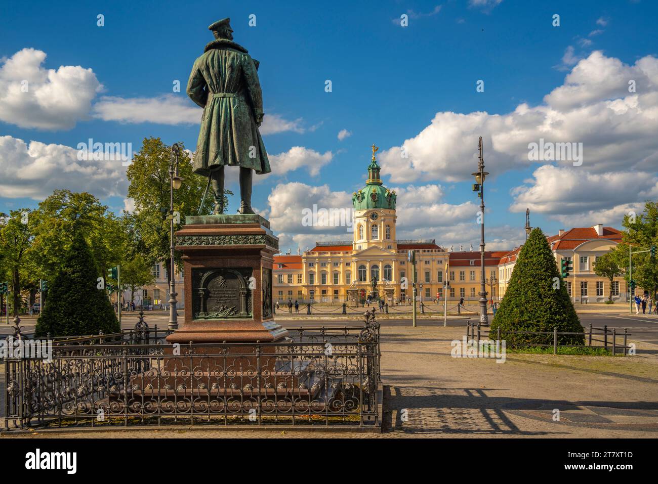 View of Charlottenburg Palace at Schloss Charlottenburg and Monument to Albrecht von Preussen, Berlin, Germany, Europe Stock Photo