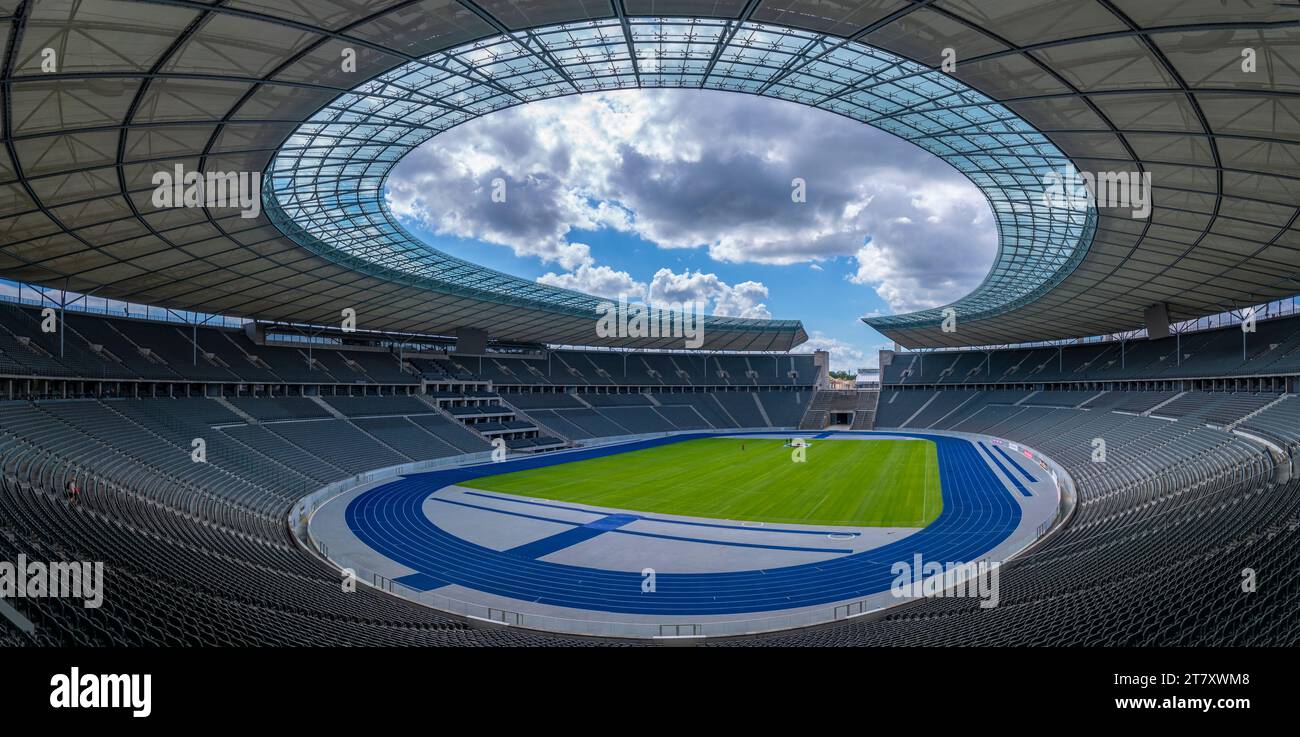 View of interior of Olympiastadion Berlin, built for the 1936 Olympics, Berlin, Germany, Europe Stock Photo
