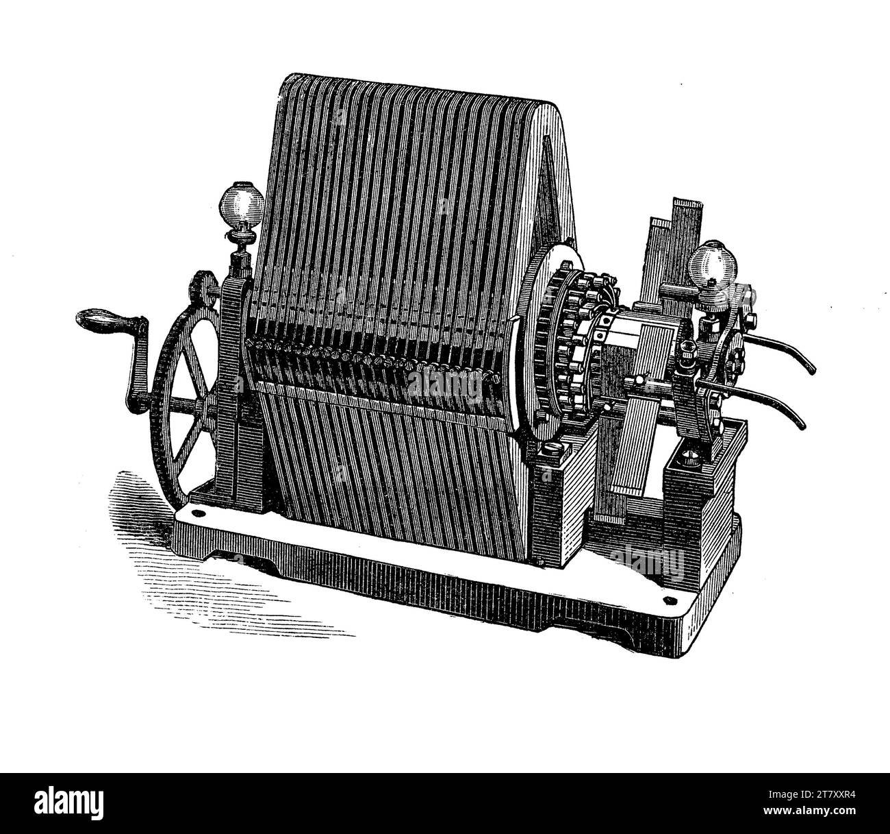 Hefner-Alteneck magneto electric machine, large dynamo. Friedrich Heinrich Philipp Franz von Hefner-Alteneck ( 1845 - 1904) was a German electrical engineer and one of the closest aides of Werner von Siemens. Stock Photo