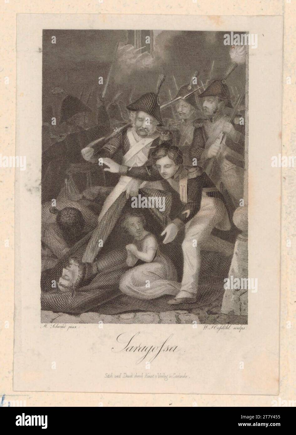 Moritz von Schwind (Zeichner in der Vorlage) Spindler, Carl: Saragossa (Buchillustration). Steel engraving, etching 1833 , 1833 Stock Photo
