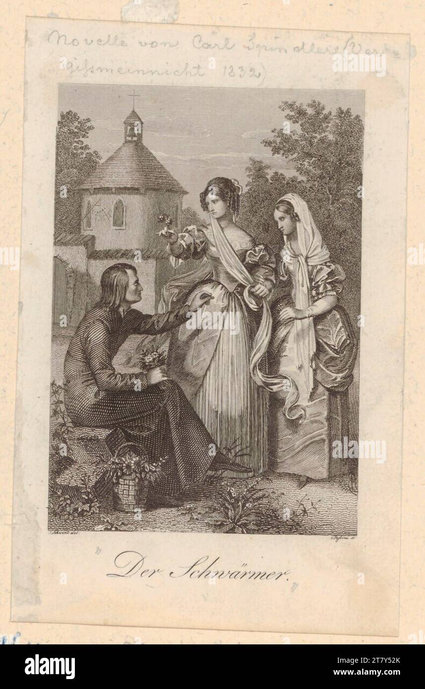 Moritz von Schwind (Zeichner in der Vorlage) Spindler, Carl: The enthusiast (book illustration). Steel engraving, etching 1832 , 1832 Stock Photo