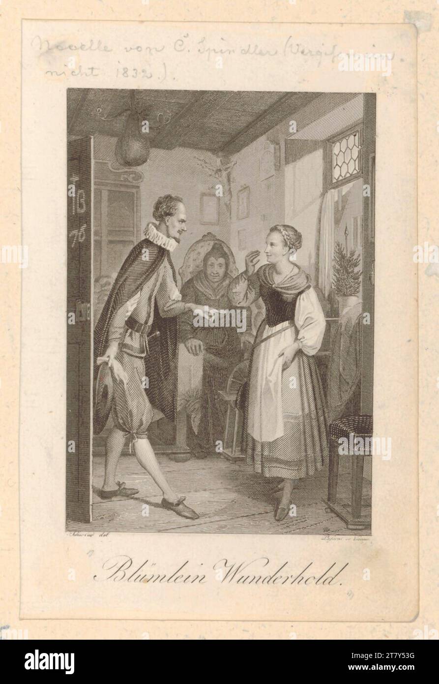 Moritz von Schwind (Zeichner in der Vorlage) Spindler, Carl: Blümlein Wunderhold (Buchillustration). Steel engraving, etching 1832 , 1832 Stock Photo
