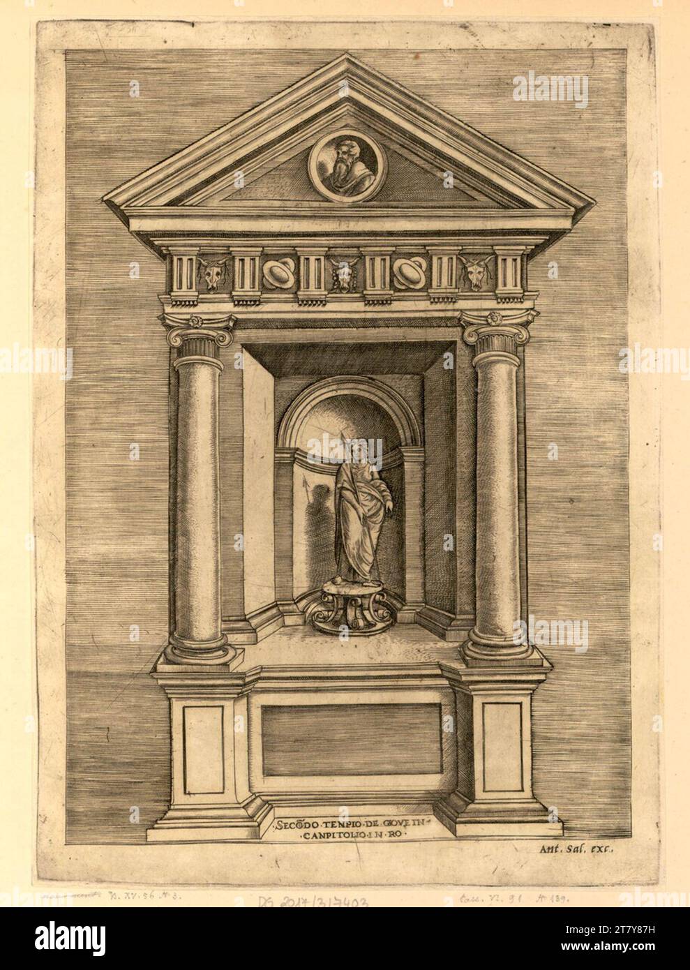 unbestimmt Altar of Jupiter in the second temple of the Capitol. Copper 1520-1540 , 1520/1540 Stock Photo