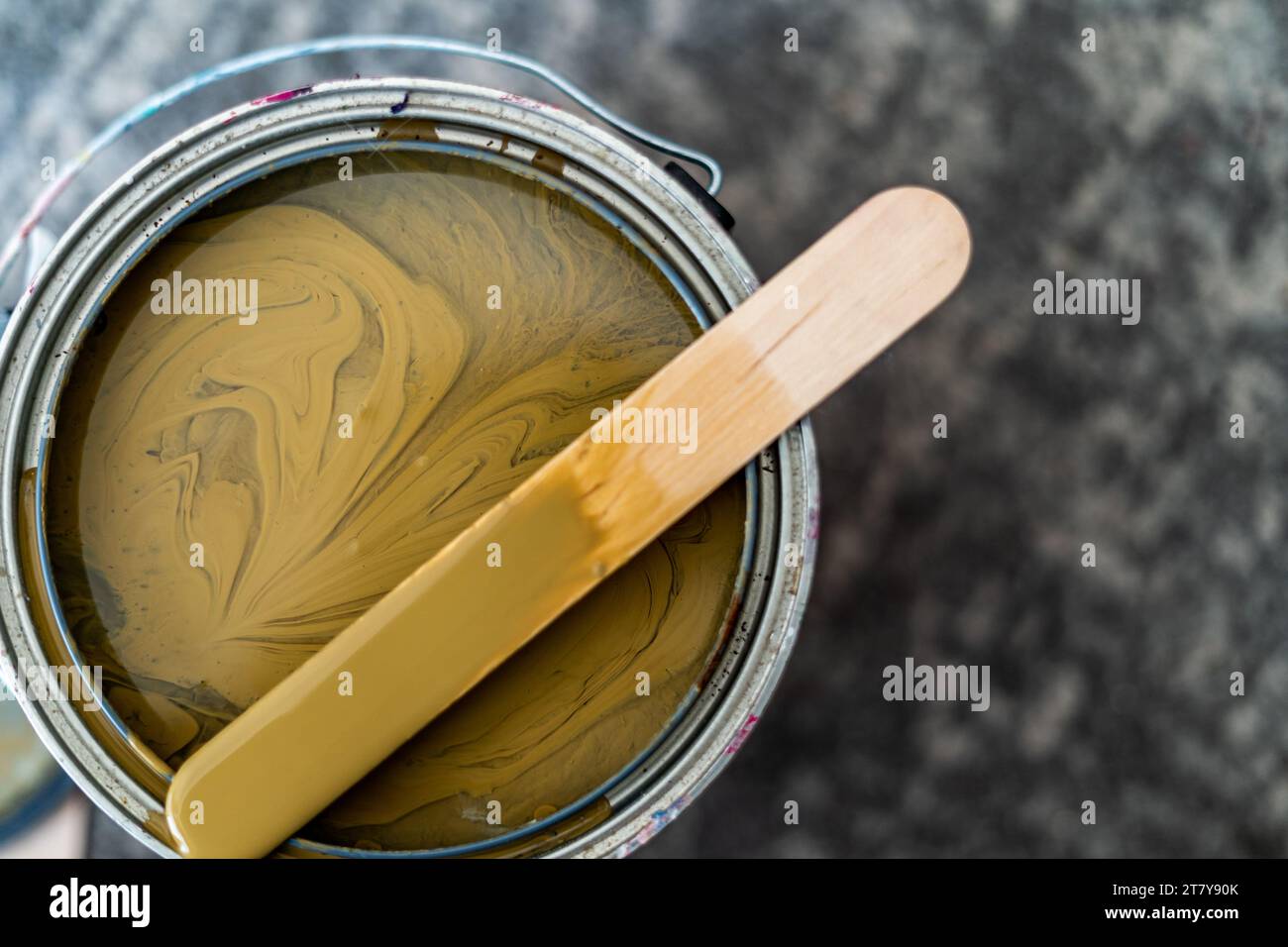 Yellowish Brown Paint Mixing Close Up Paint Can Stock Photo - Alamy