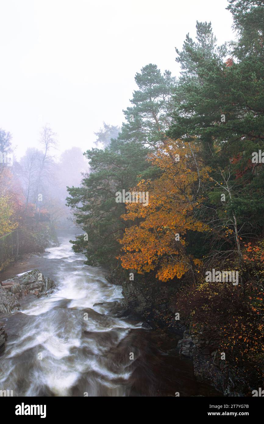 Clunie Water as it flows past the Fife Arms in the centre of Braemar