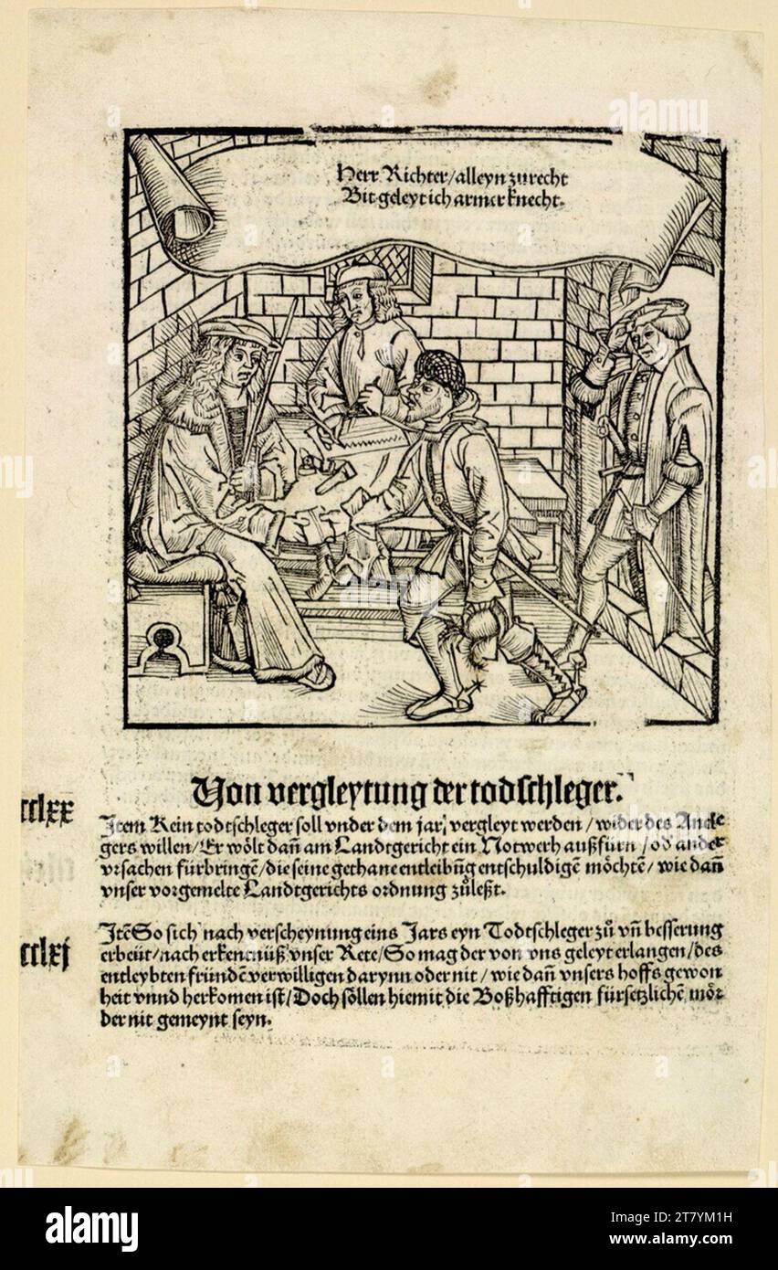 Johann Schöffer Mr. Richter - Alleyn rightly - bit I gelyt poor servant. Woodcut 1507-1508 , 1507/1508 Stock Photo