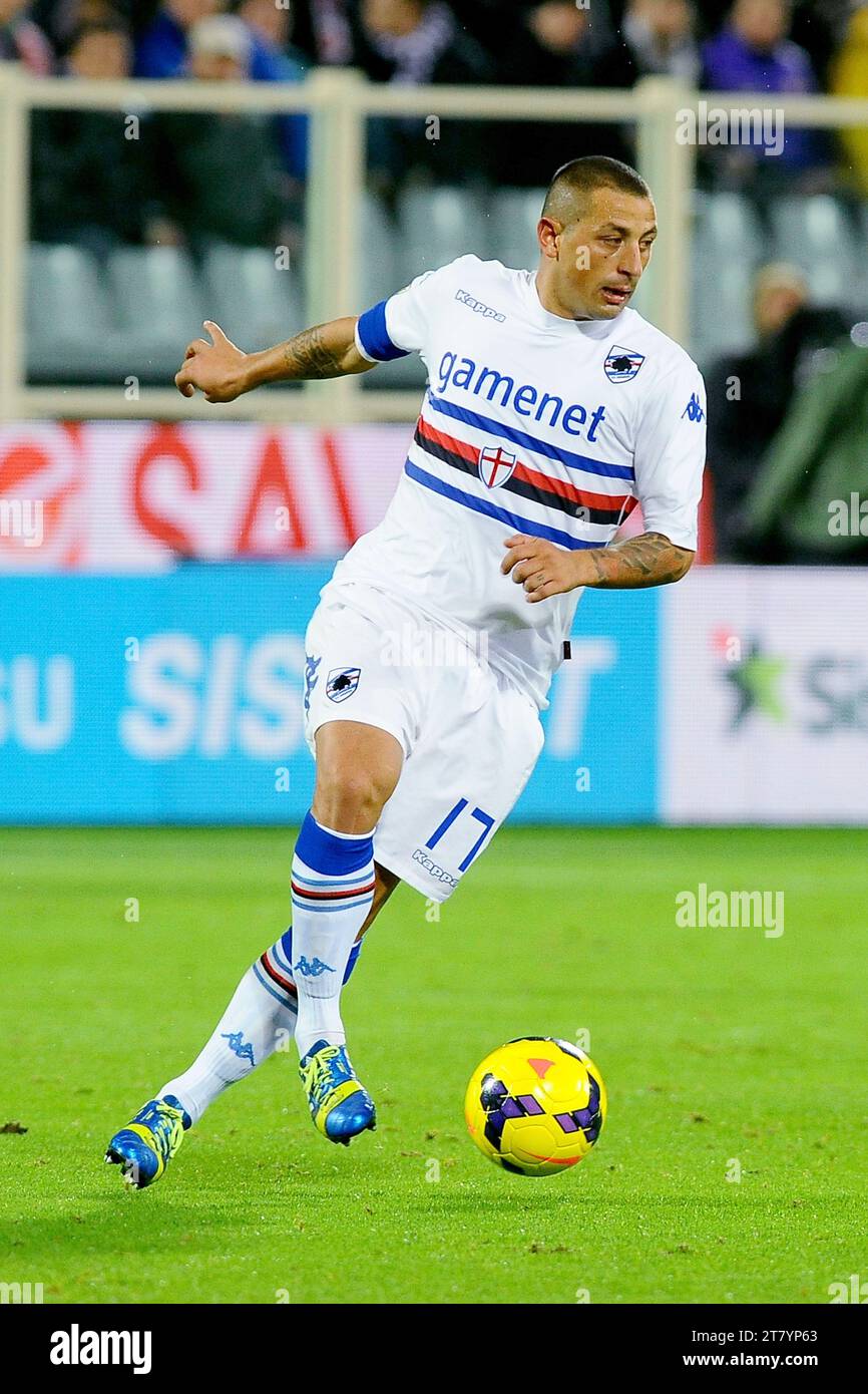 Angelo Palombo of UC Sampdoria in action during the Italian championship 2013-2014 Serie A football match between ACF Fiorentina and UC Sampdoria on November 10, 2013 in Florence, Italy. Photo Massimo Cebrelli / DPPI Stock Photo
