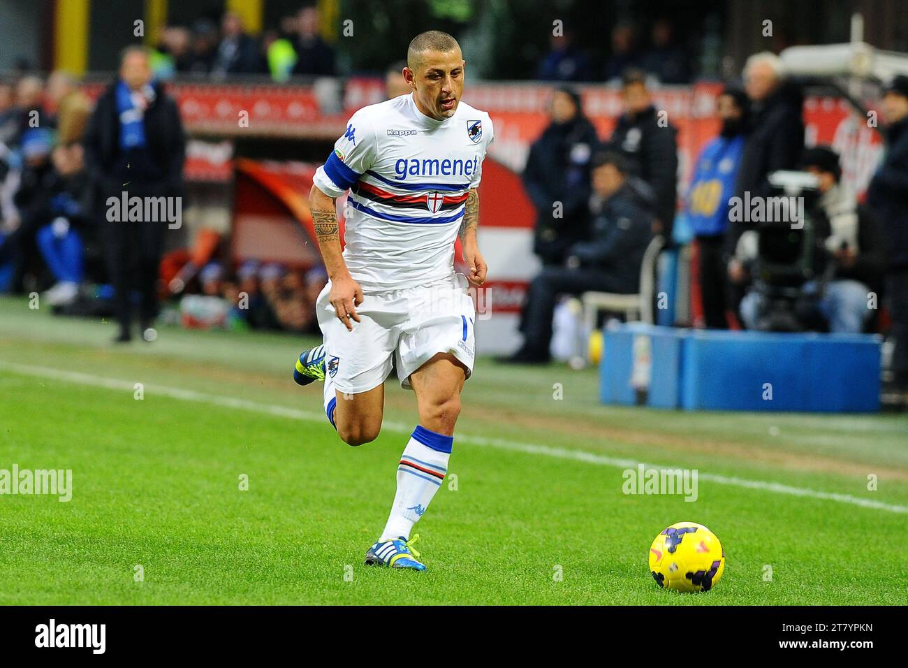 Angelo Palombo of UC Sampdoria in action during the Italian championship 2013/2014 Serie A football match between FC Internazionale and UC Sampdoria at Giuseppe Meazza stadium on December 01, 2013 in Milan, Italy. Photo Massimo Cebrelli / DPPI Stock Photo