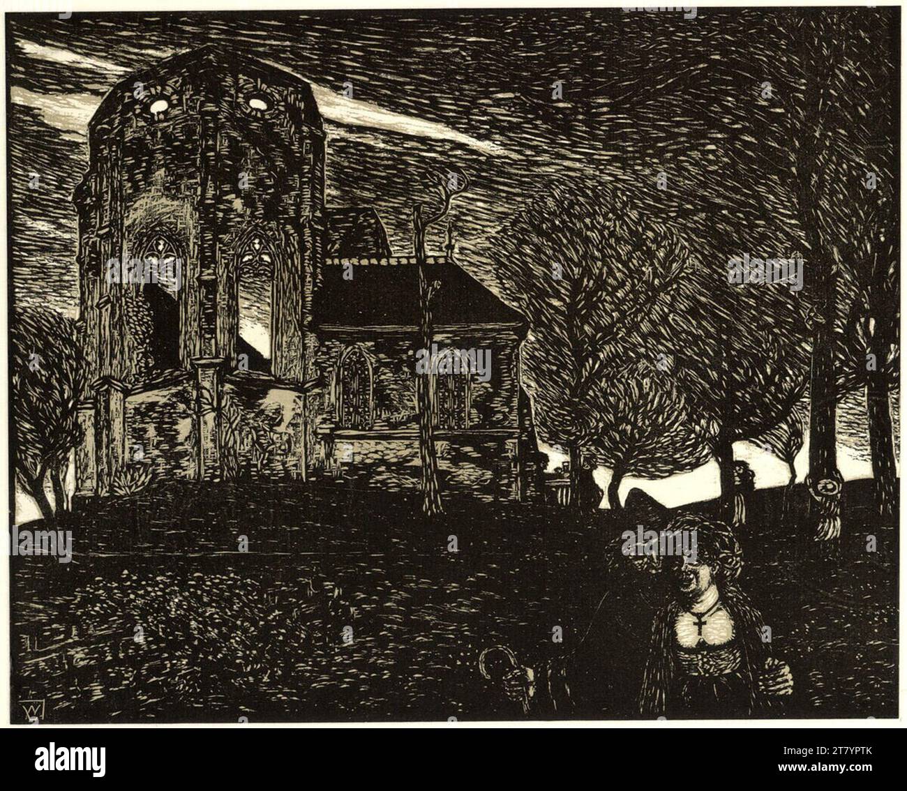 Wilhelm Laage Spring storm. Colored woodcut 1899 , 1899 Stock Photo - Alamy