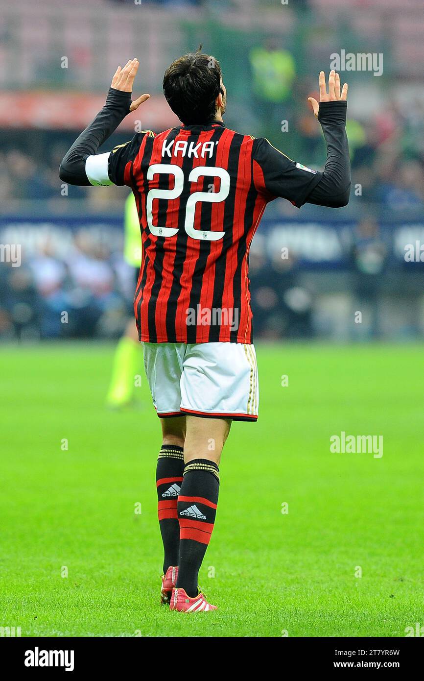 Ricardo Kaka of AC Milan thanks God scoring the second goal during the  Italian championship 2013/2014 Serie A football match between AC Milan and  Atalanta at San Siro Stadium in Milan on, image size:866x1390