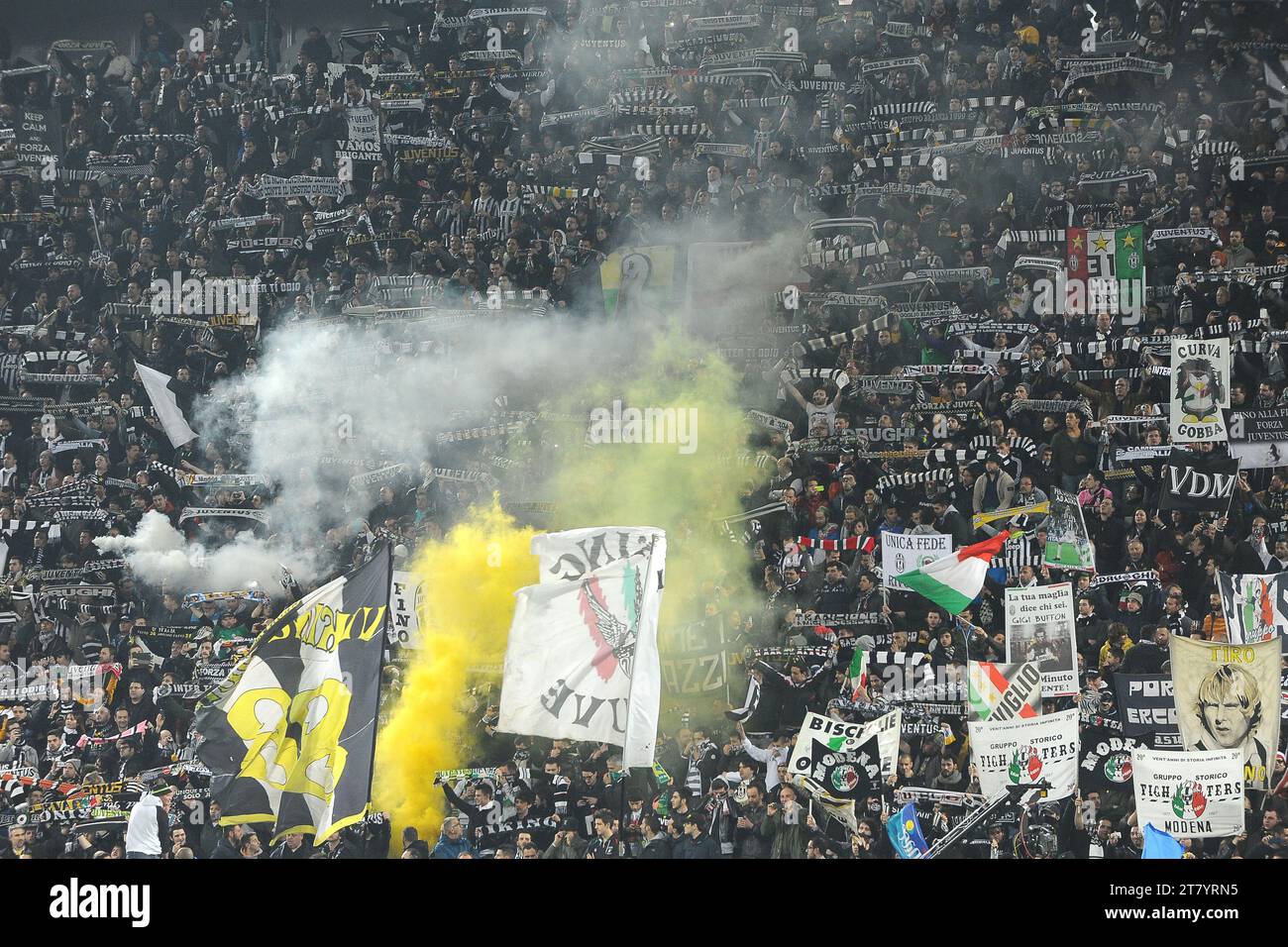 A Juventus soccer fan shows a scarf to remember the Heysel tragedy at the  King Baudouin stadium in Brussels, Sunday May 29, 2005. Fans from Britain,  Italy and Belgium marked the Heysel