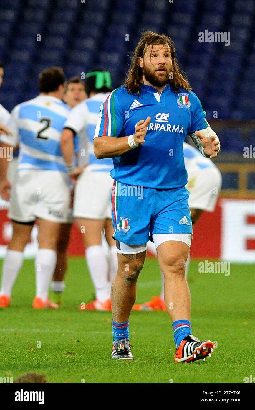 Martin Castrogiovanni of Italy gestures during the friendly match played between Italy and Argentina on November 14,2014 in Genoa, Italy. Photo Massimo Cebrelli/DPPI Stock Photo