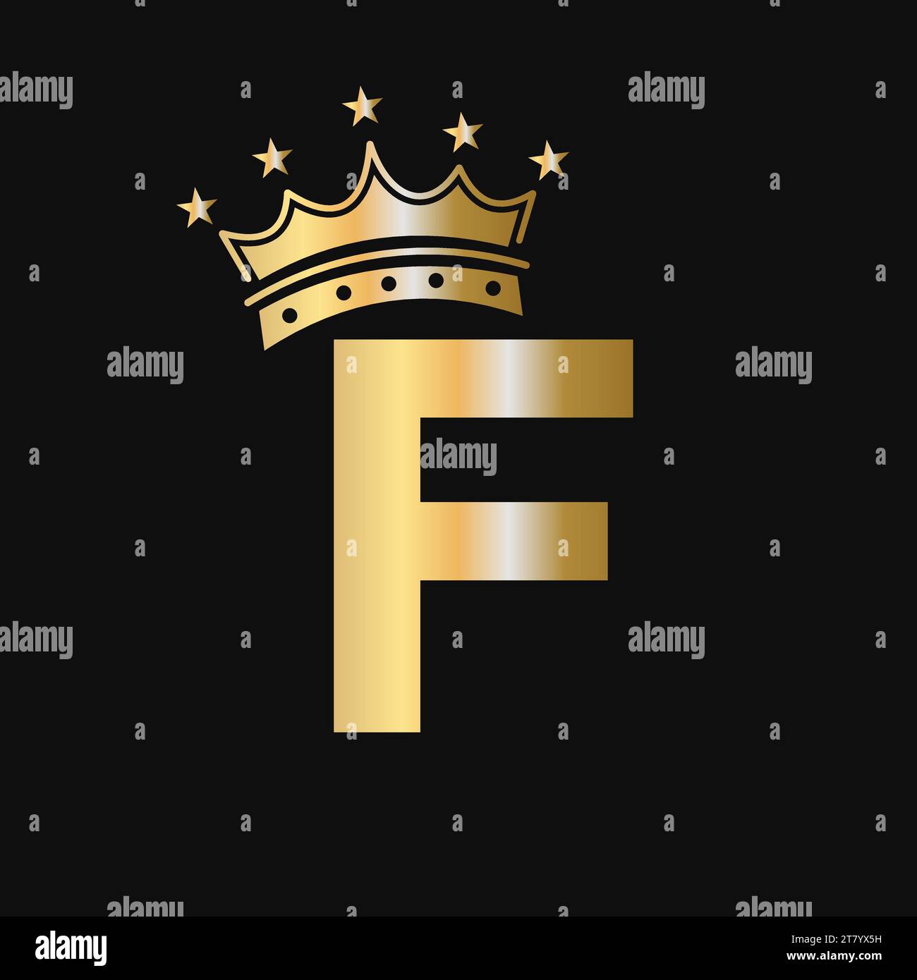 Crown Logo On Letter F With Star Icon. Luxury Symbol Vector Template ...