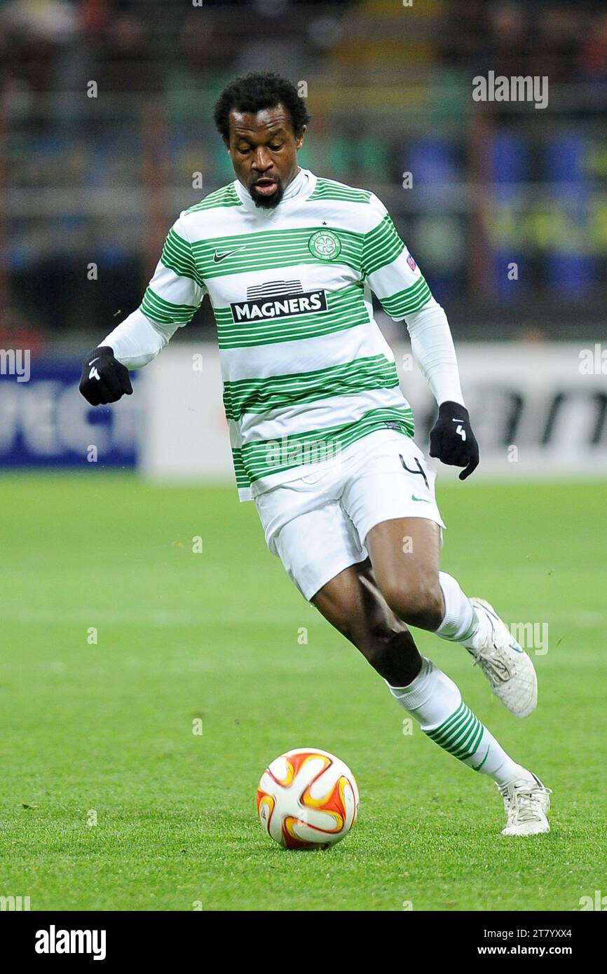 Efe Ambrose of Celtic FC controls the ball during the UEFA Europa League football match round of 32 2nd leg between FC Internazionale and Celtic Glasgow on February 26, 2015 at Giuseppe Meazza stadium in Milan, Italy. Photo Massimo Cebrelli / DPPI Stock Photo