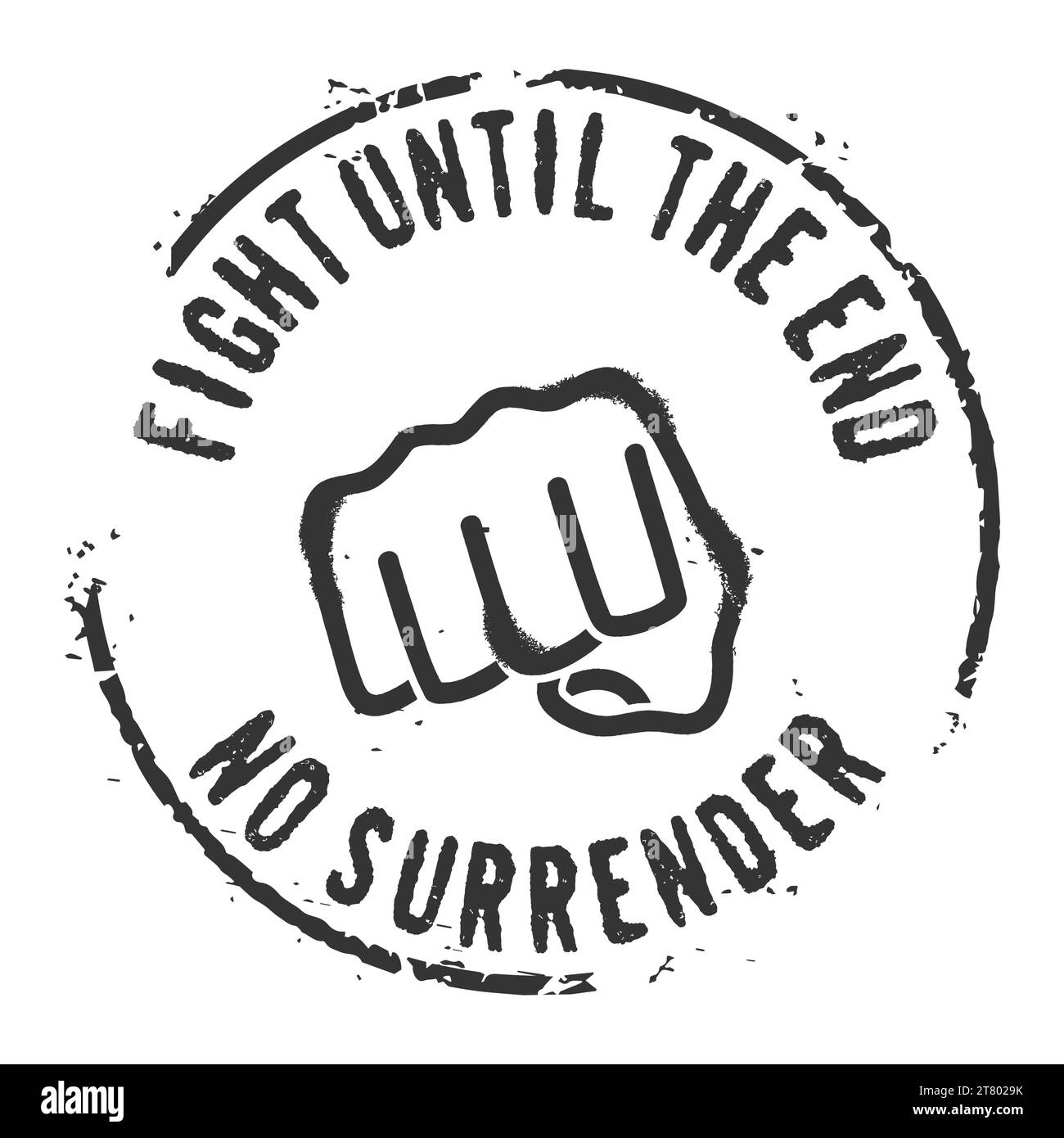 Stamp with fist and sports and business motivational quotes ''Fight