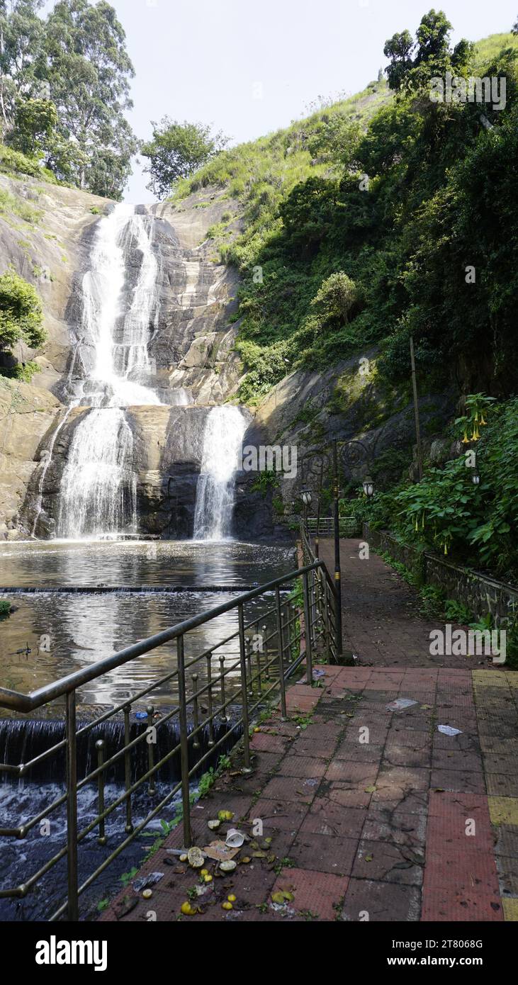 Beautiful scenic view of kodaikanal silver cascade water falls. Located ...