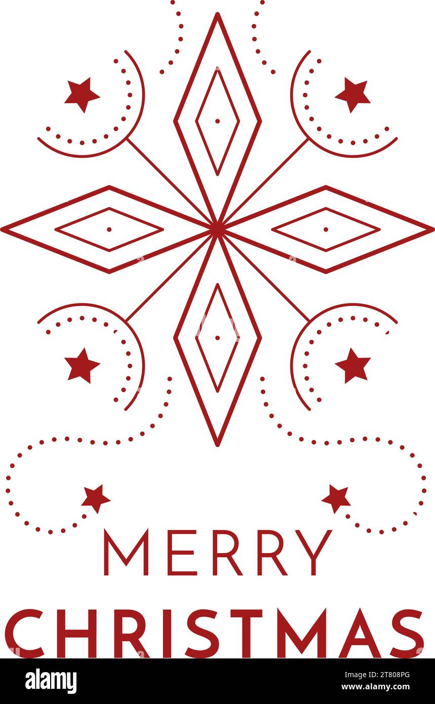 Merry Christmas poster with text and decorative star Stock Vector