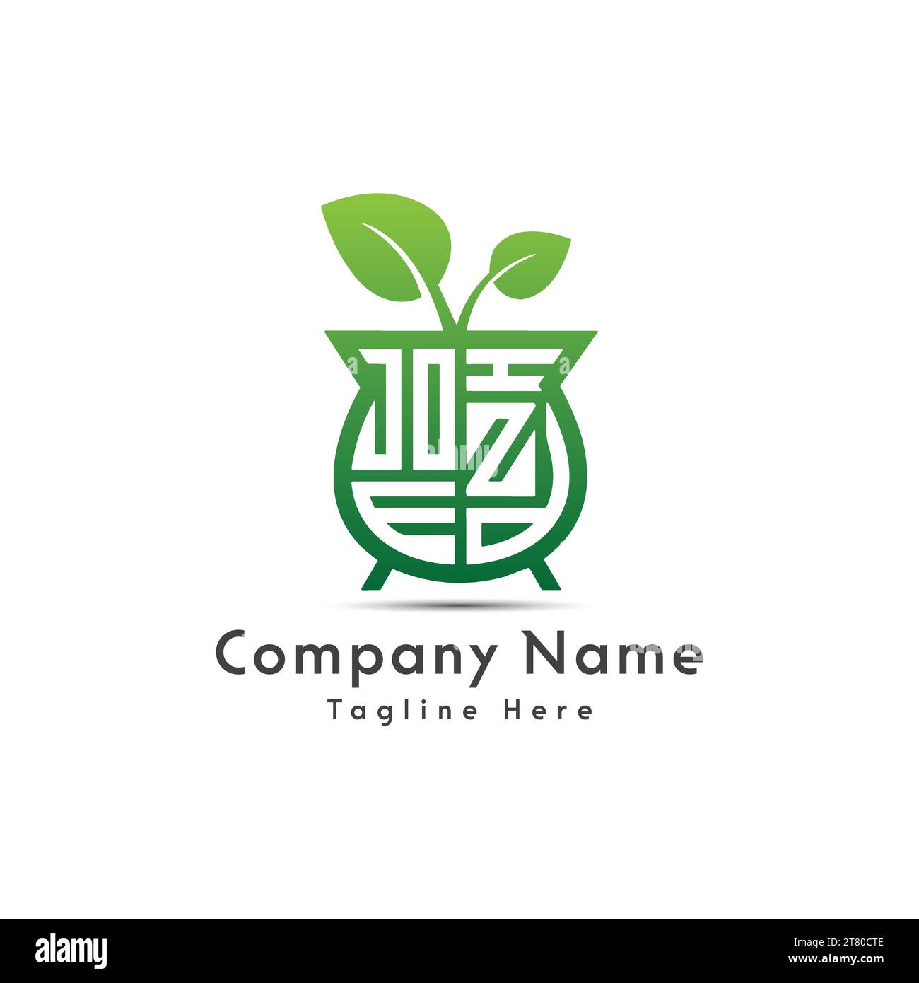 J O H N E D letter leaf shape creative logo design Stock Vector