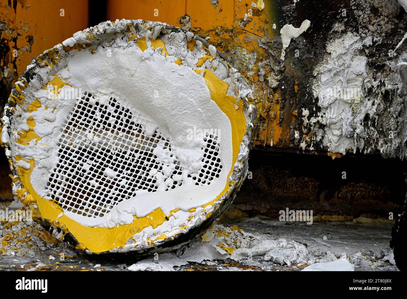 White paint oozing with mixed colours abstract Stock Photo