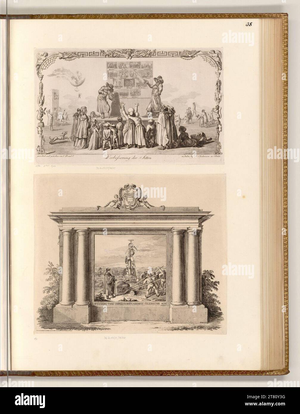 Daniel Nikolaus Chodowiecki (Engraver) Improvement of customs; The economic trophy of Labes. etching 1786; 1770 Stock Photo