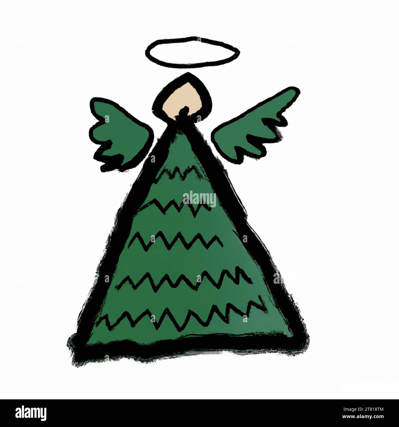 Christmas tree that's also an angel, graphic icone, isolated on white. Stock Photo