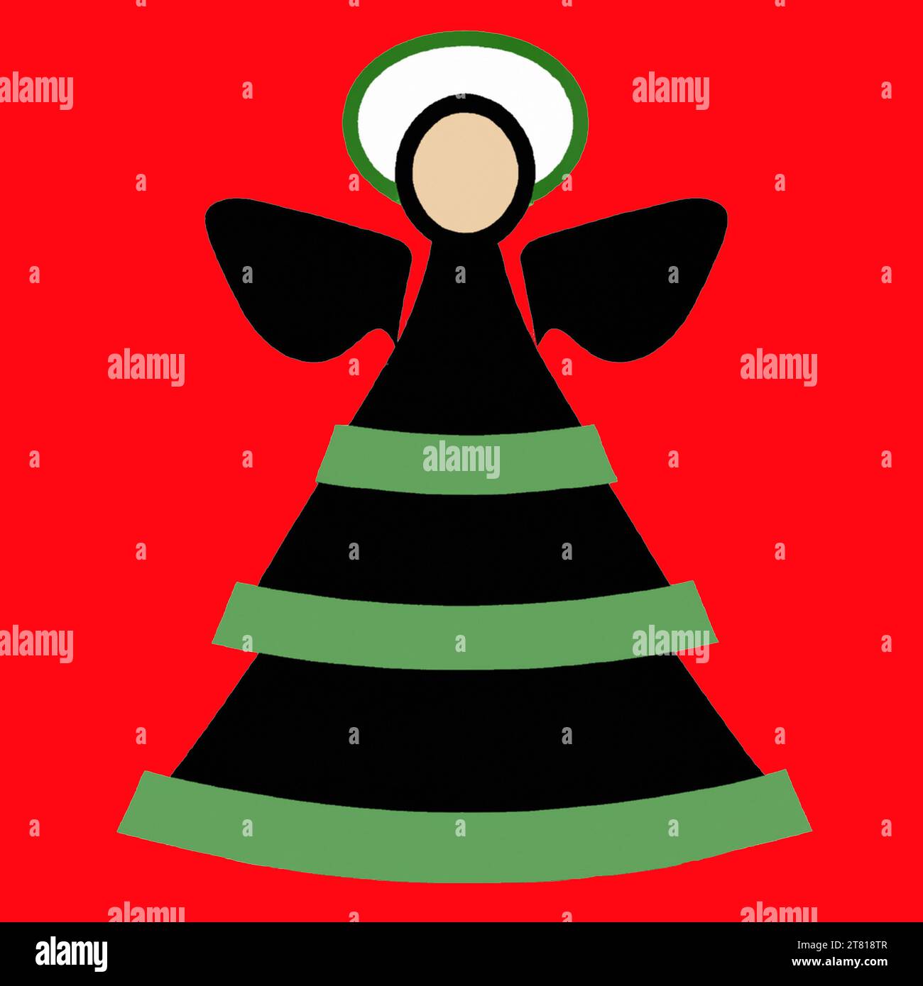 Christmas tree that's also an angel, graphic icone, isolated on white. Stock Photo