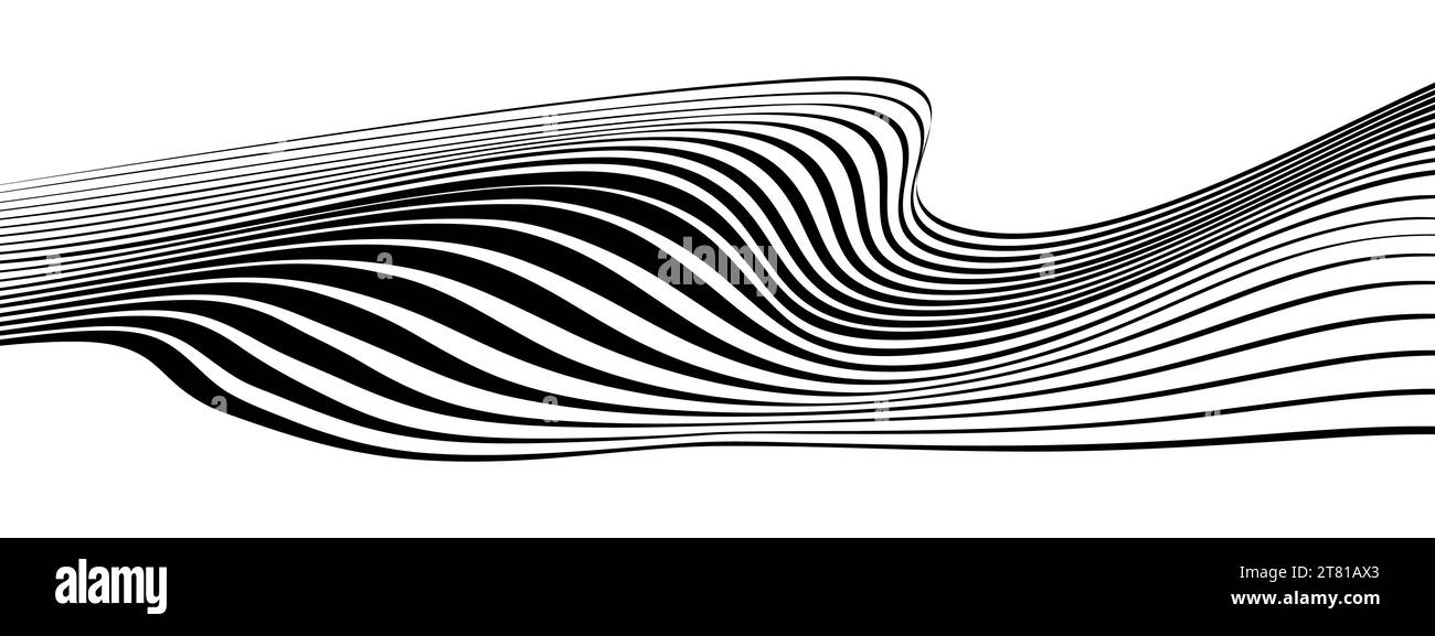 abstract black and white vector wave background Stock Vector Image ...