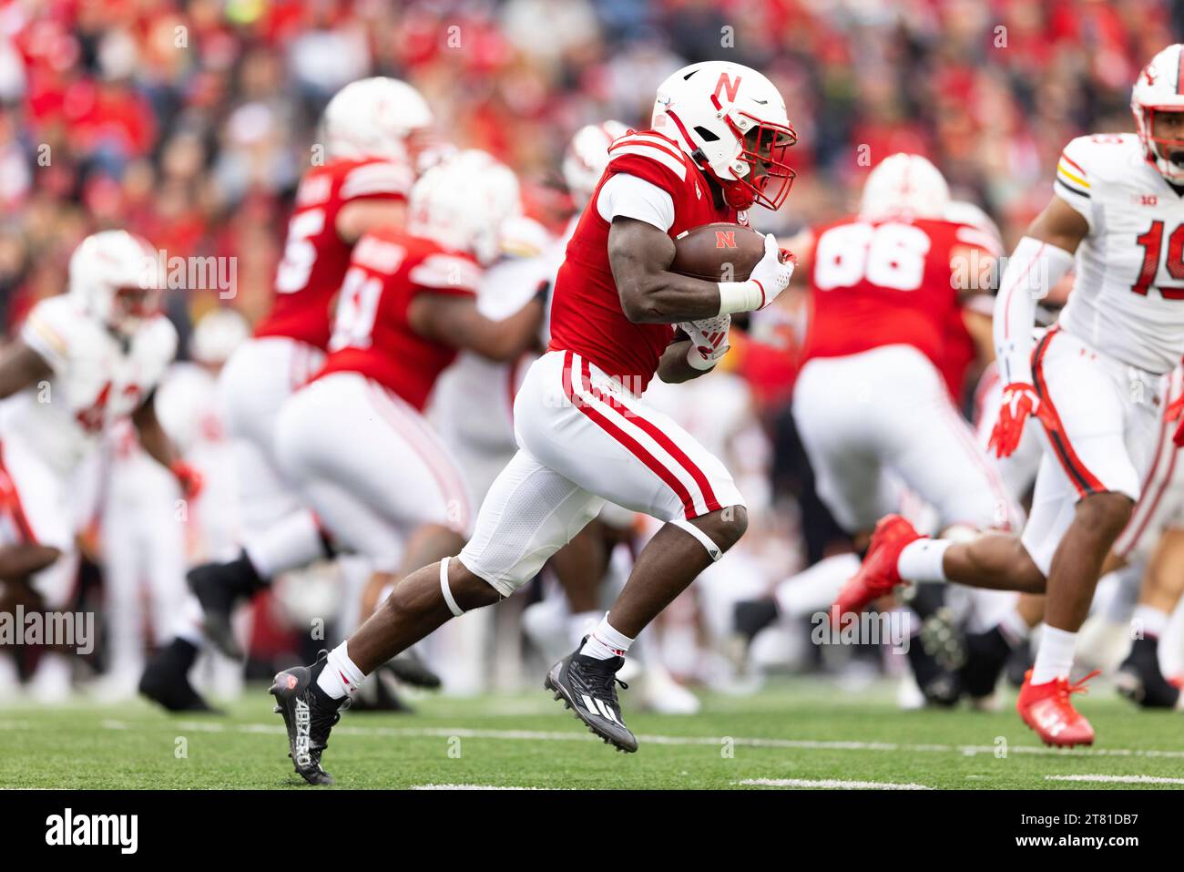 Nebraska Running Back Emmett Johnson Rushes Against Maryland During The ...