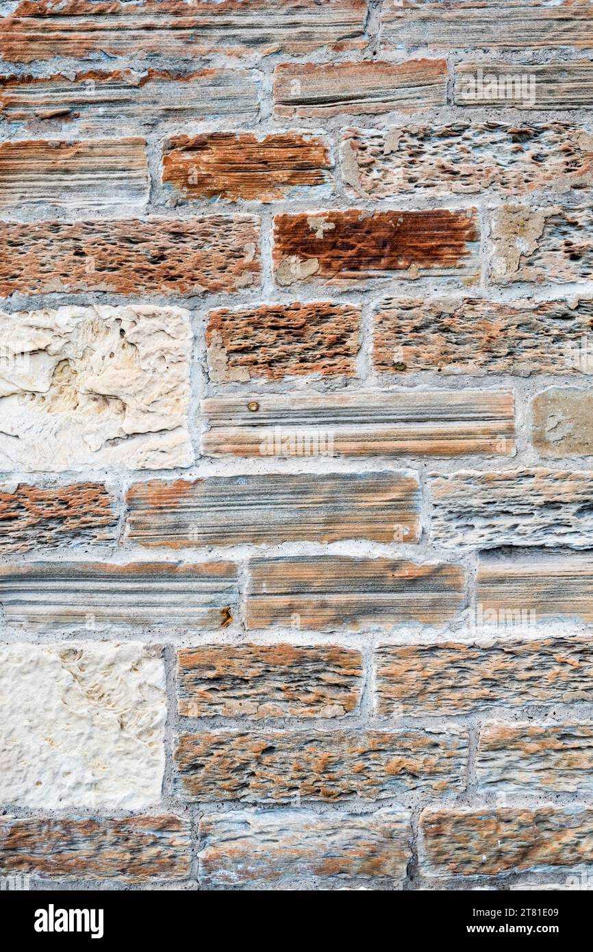 Stone blocks in the side of a building. Stock Photo